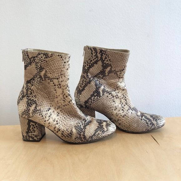 Free People Snakeskin Print Ankle Booties in Beige and Brown - Picture 3 of 8